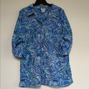 Bon Worth Vibrant Blue and Green Paisley Shirt